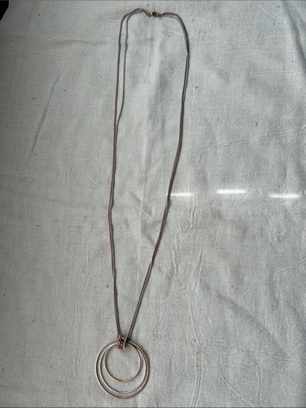 Women’s Double Circle Pendant Necklace in Gold and Silver tone
